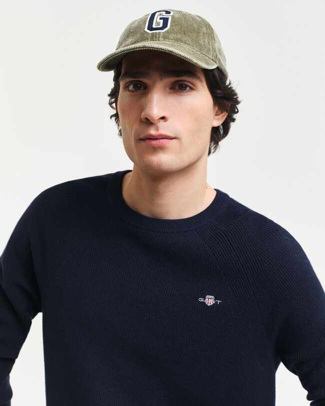 Jersey acanalado de lana y algod&oacute;n con cuello redondo