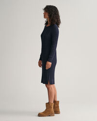 Vestido de cuello redondo y punto de ochos en algodón elástico