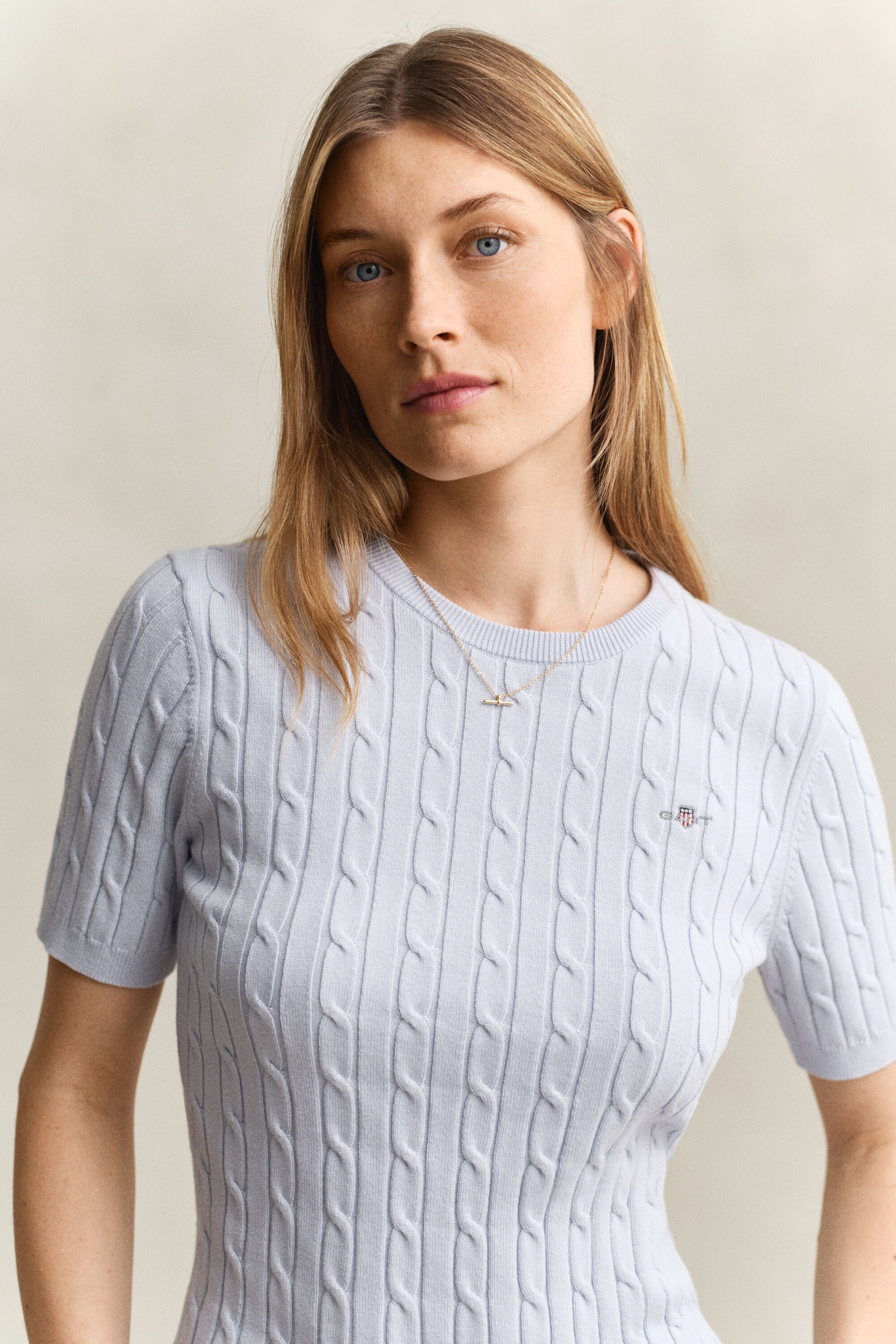 Jersey de punto de ochos y manga corta