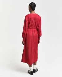 Vestido camisero de sat&eacute;n a rayas