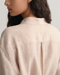 Vestido camisero de manga corta de lino