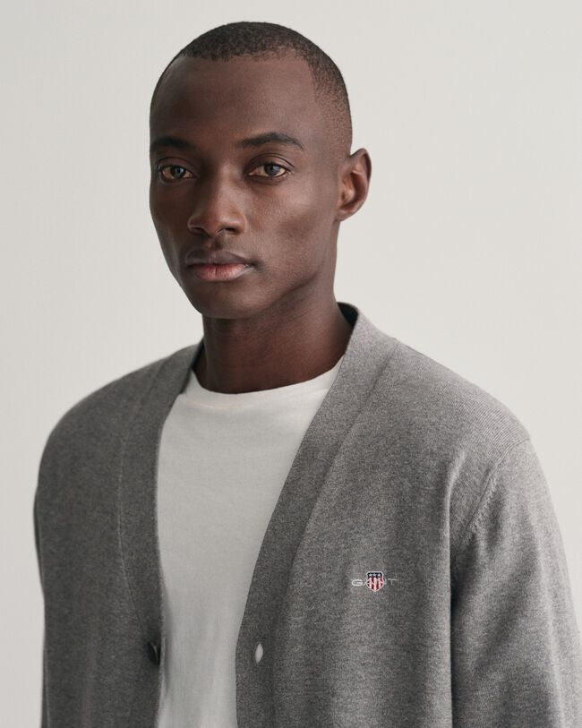 Cárdigan clásico de algodón con cuello de pico