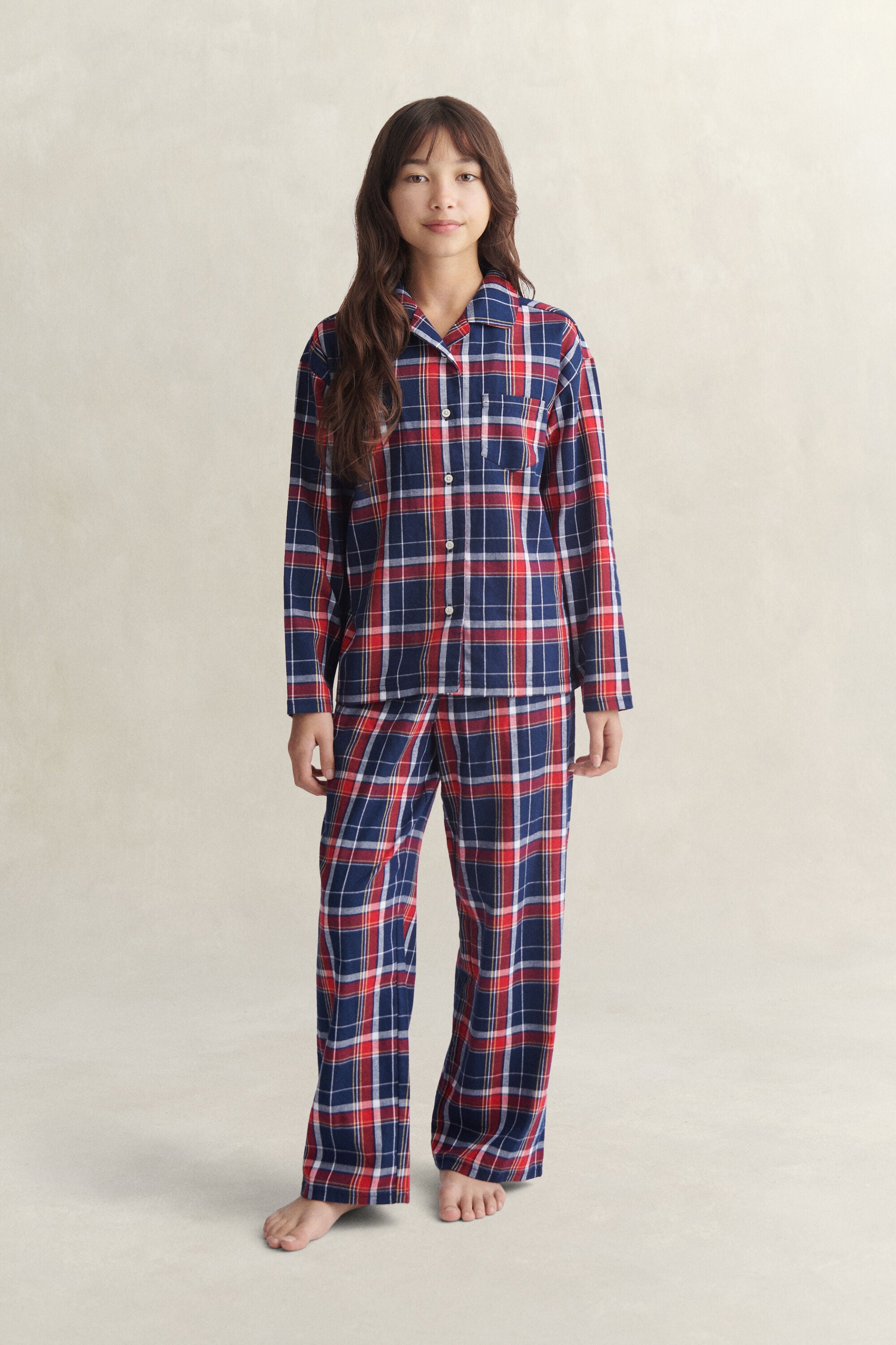 Pijama de franela de cuadros escoceses Teens