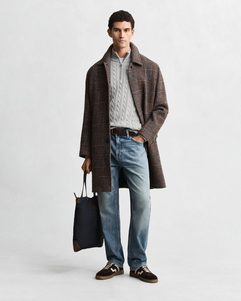 Jersey de punto de ochos con media cremallera en algodón