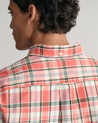 Camisa Regular Fit de lino y algodón a cuadros