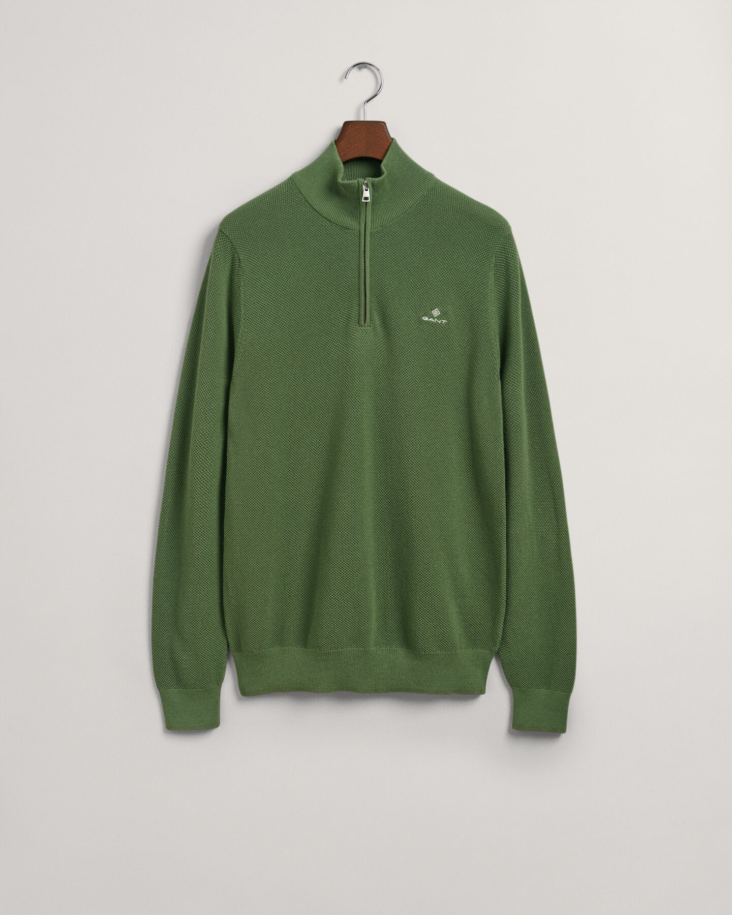 Jersey de piqu&eacute; de algod&oacute;n con media cremallera