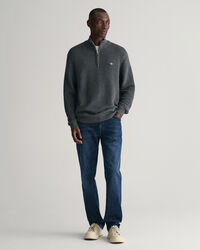 Jersey de algod&oacute;n con media cremallera Textured