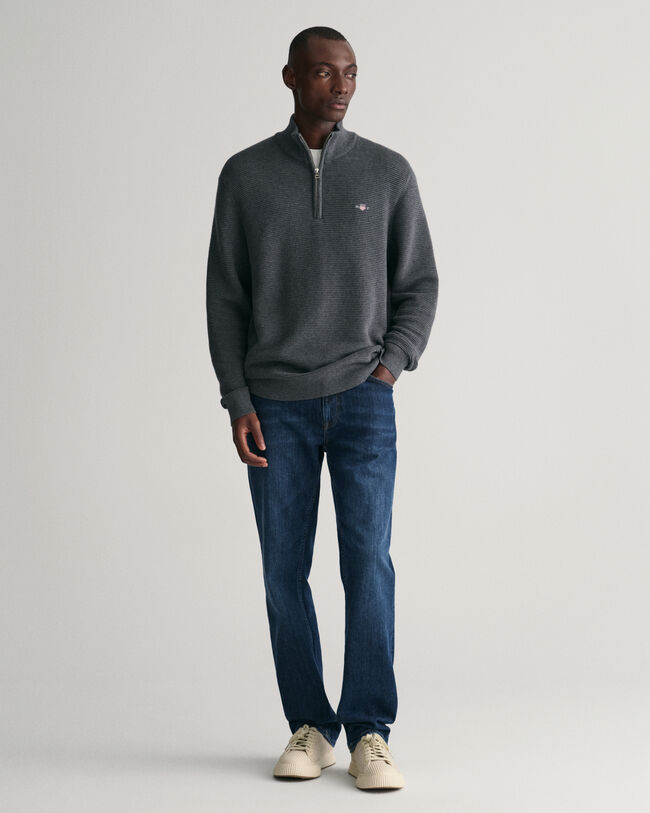 Jersey de algod&oacute;n con media cremallera Textured