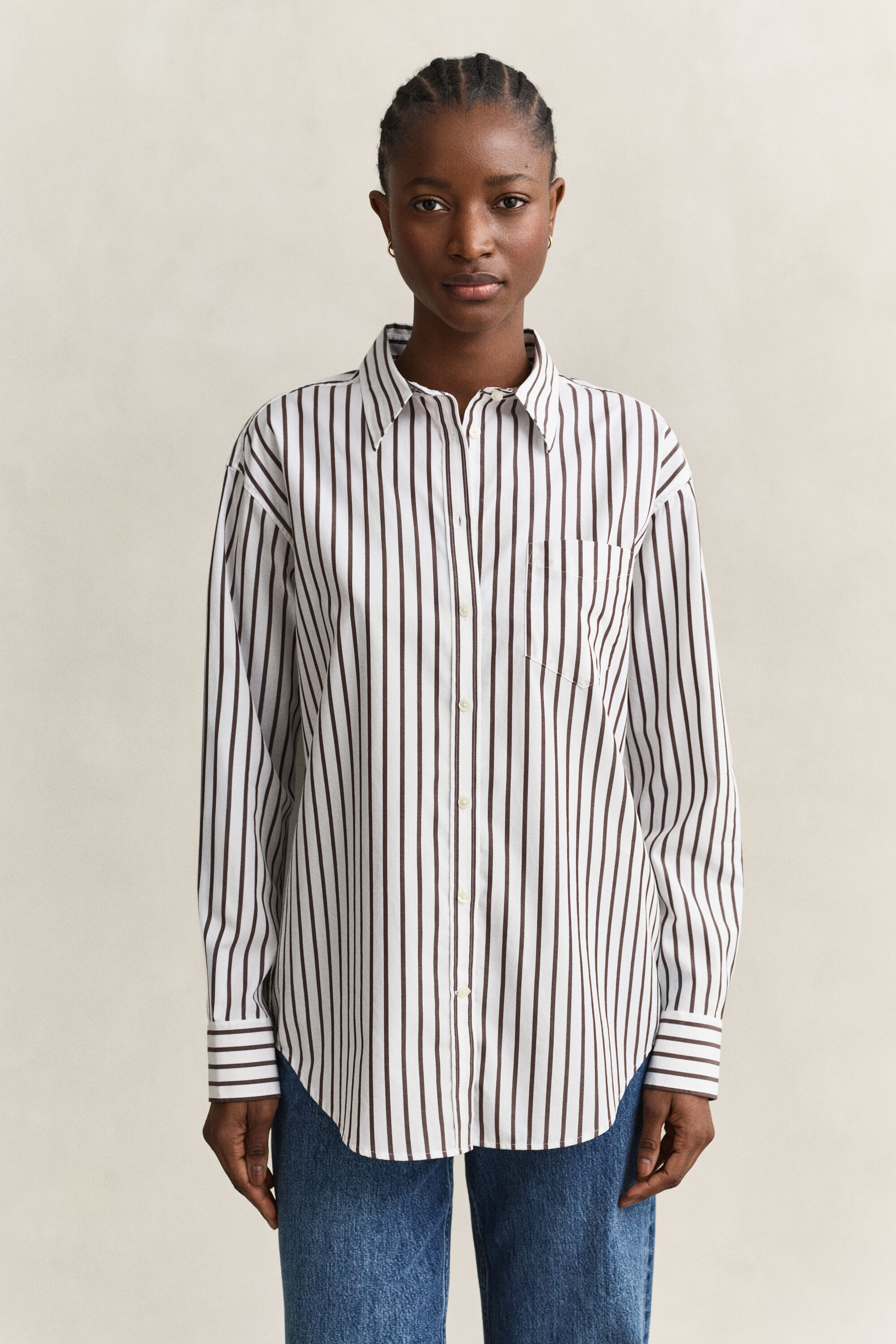 Camisa Relaxed Fit clásica de popelina a rayas