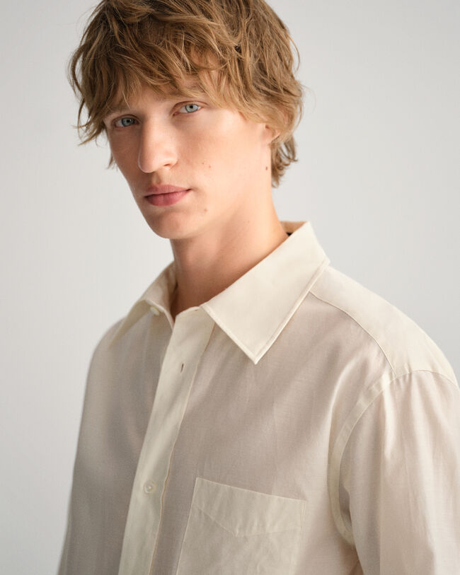 Camisa Relaxed Fit de seda y algod&oacute;n