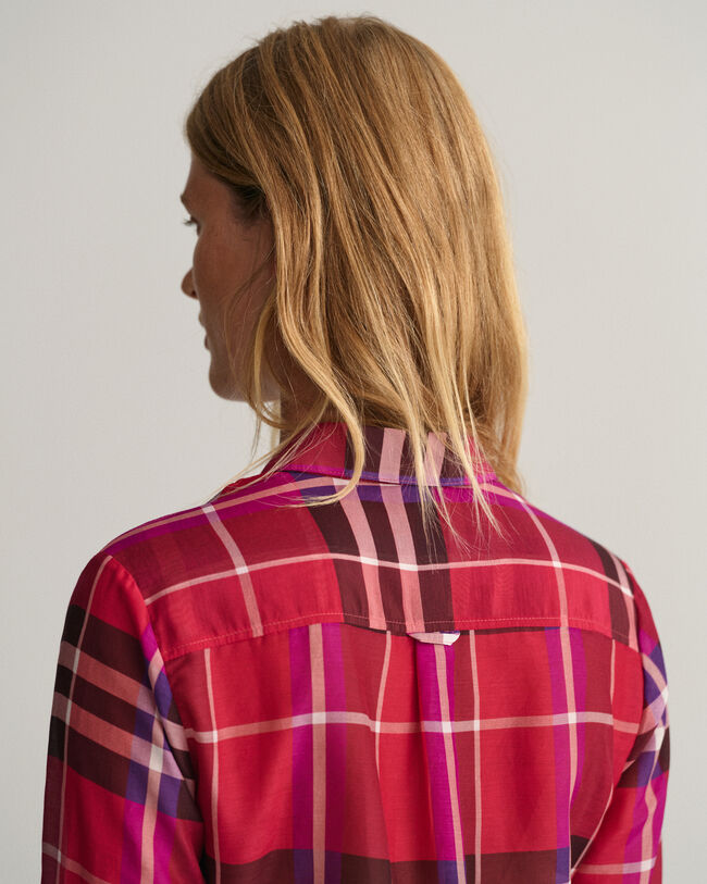 Camisa Regular Fit de seda a cuadros