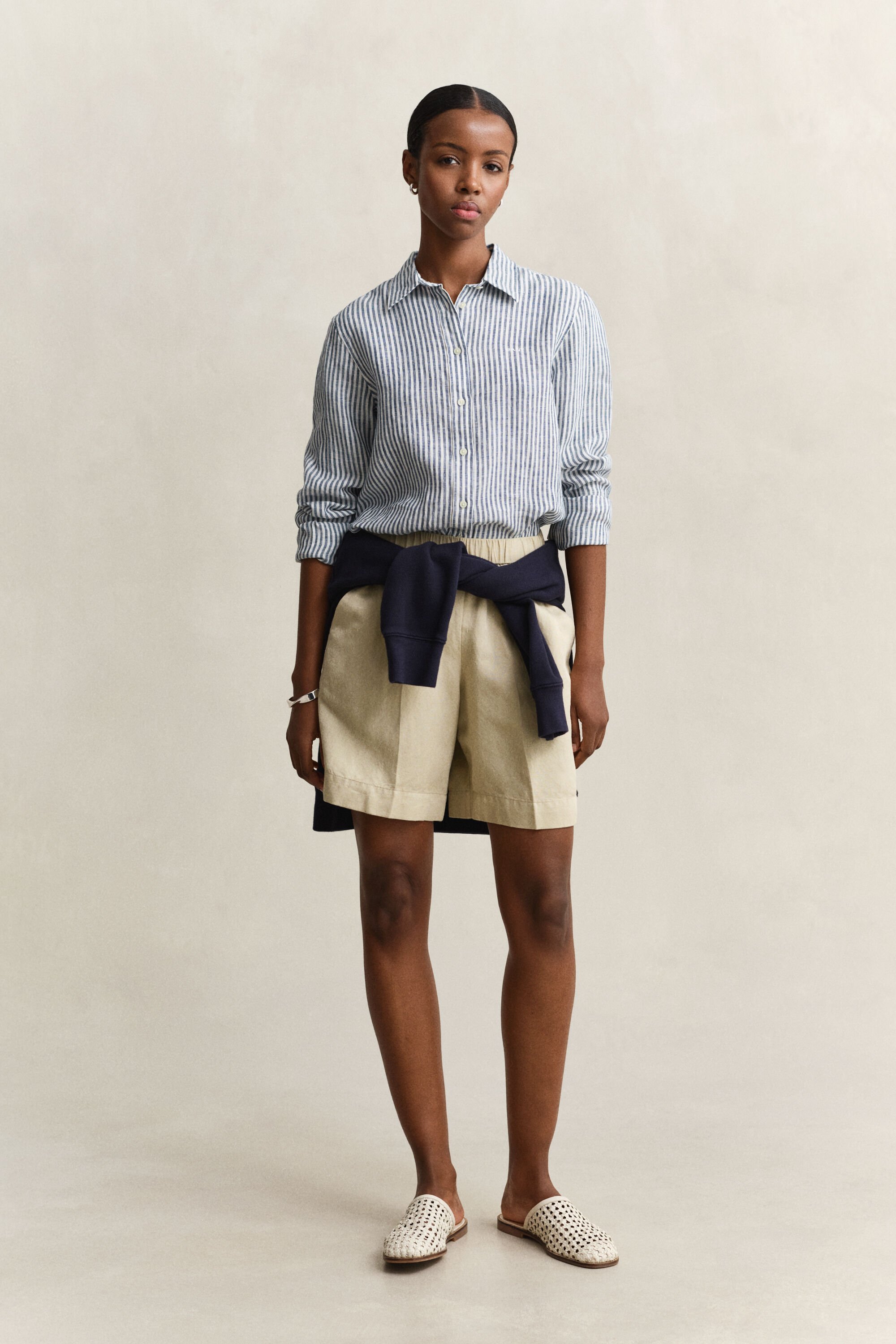 Camisa Regular Fit de lino a rayas