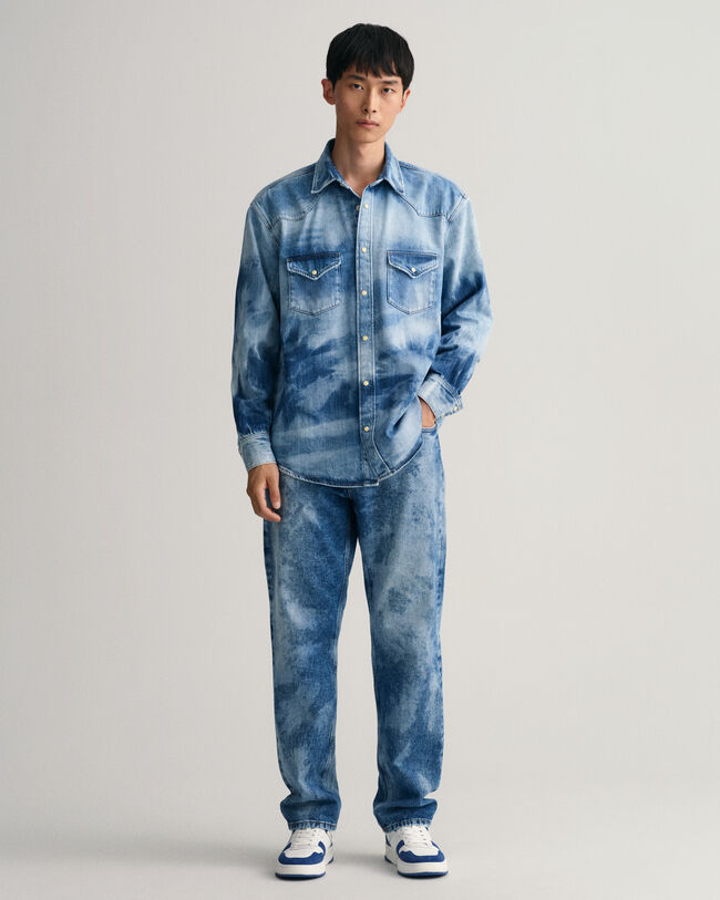 Camisa Relaxed Fit Bleach Wash Western