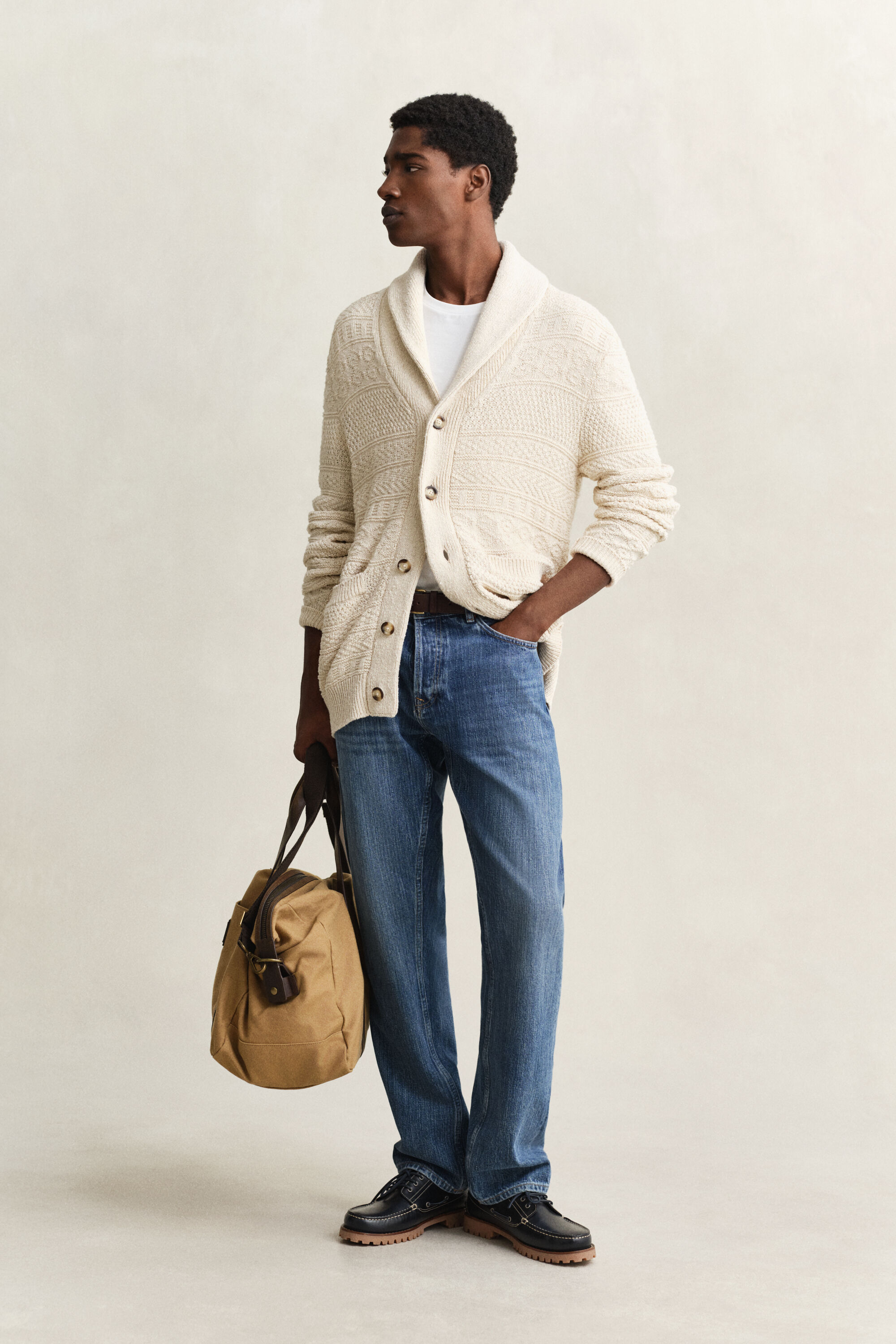 Cárdigan en mezcla de algodón con textura