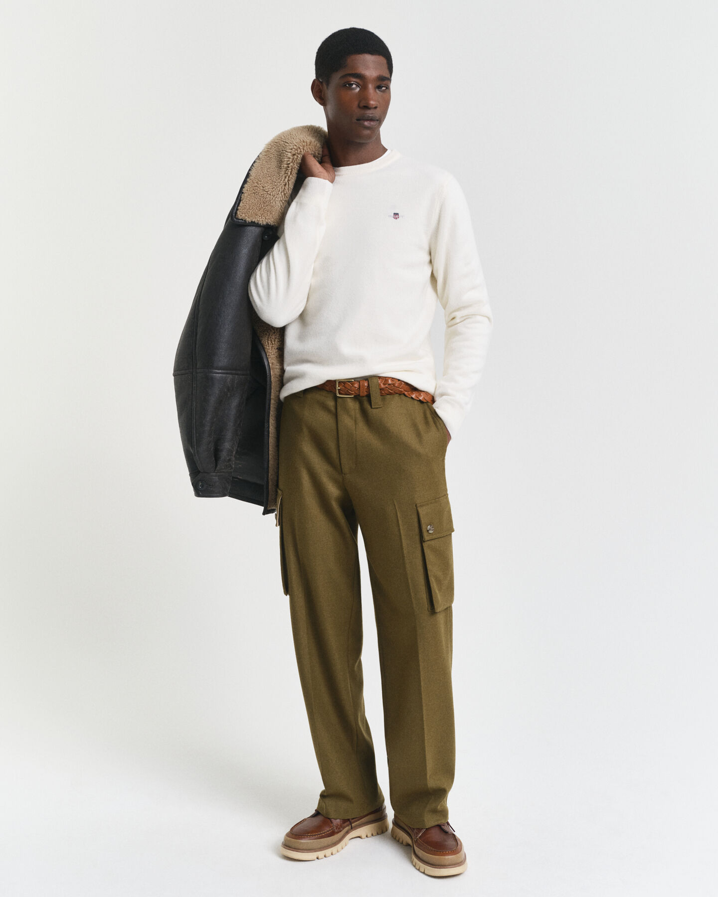 Jersey de cuello redondo en lana de oveja muy fina