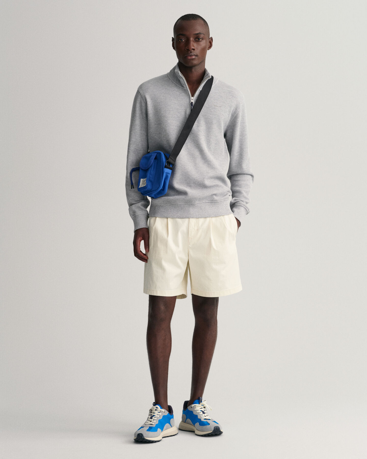 Jersey con media cremallera Waffle Texture