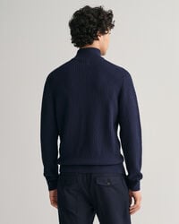 Jersey de algodón con media cremallera Textured