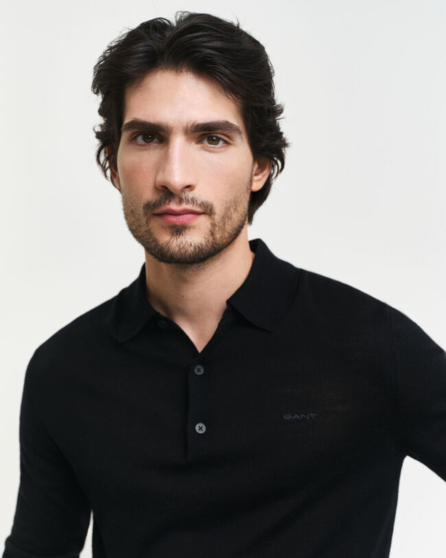 Jersey tipo polo de lana merino extrafina