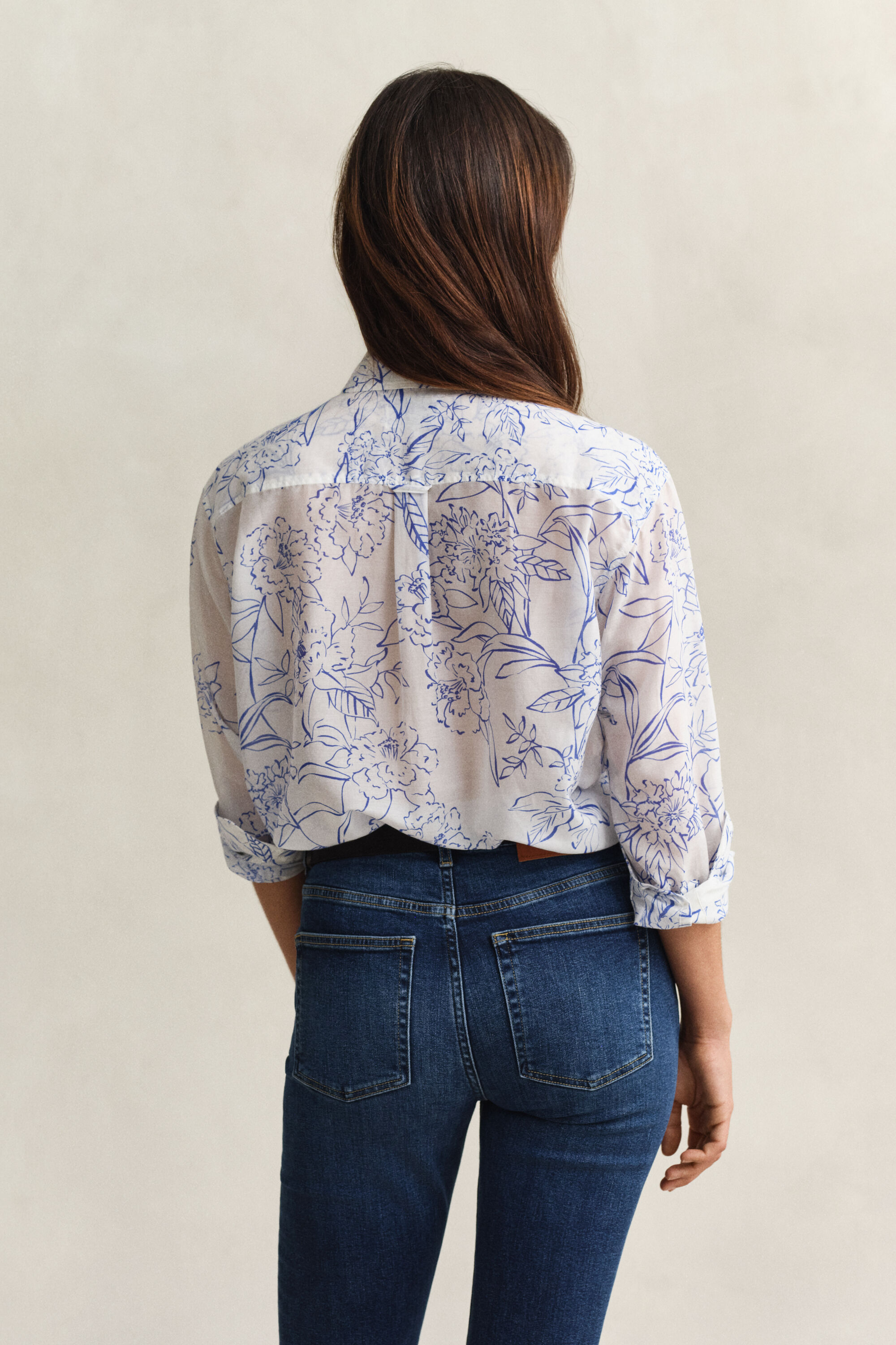 Camisa de seda y algodón con estampado de flores