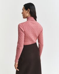 Jersey de punto de ochos en algodón elástico con cuello de cisne