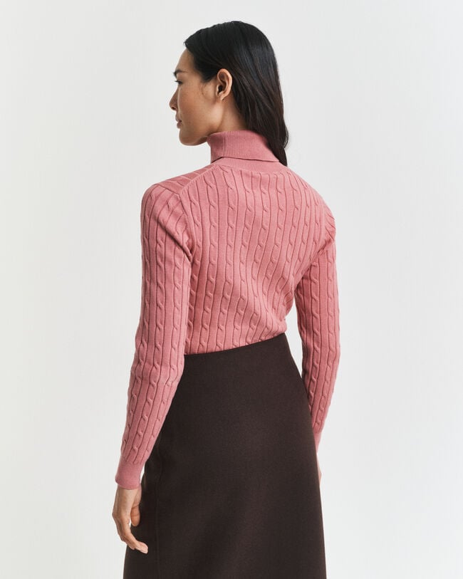 Jersey de punto de ochos en algodón elástico con cuello de cisne