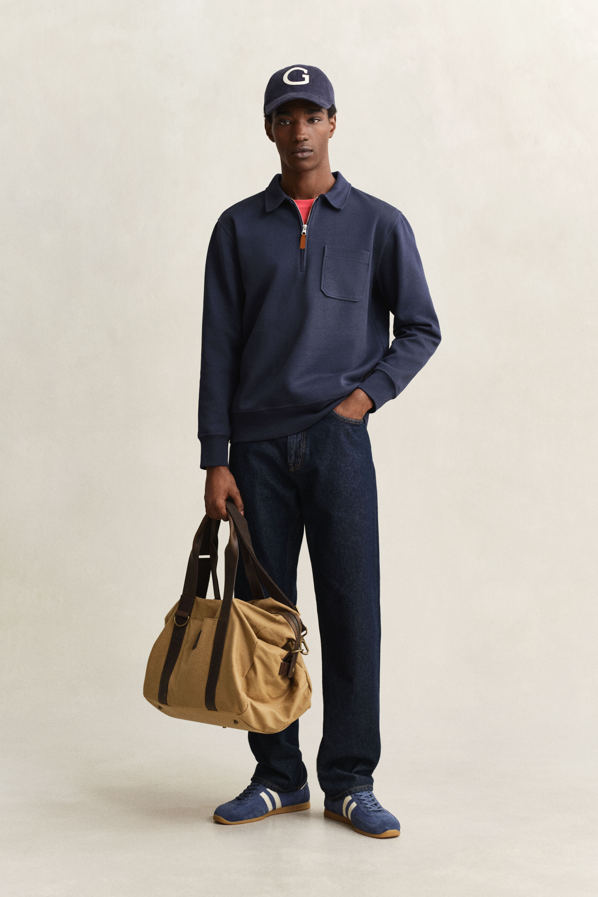 Sudadera de punto roma con media cremallera