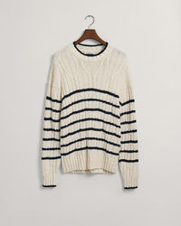 Jersey de cuello redondo y punto de ochos a rayas