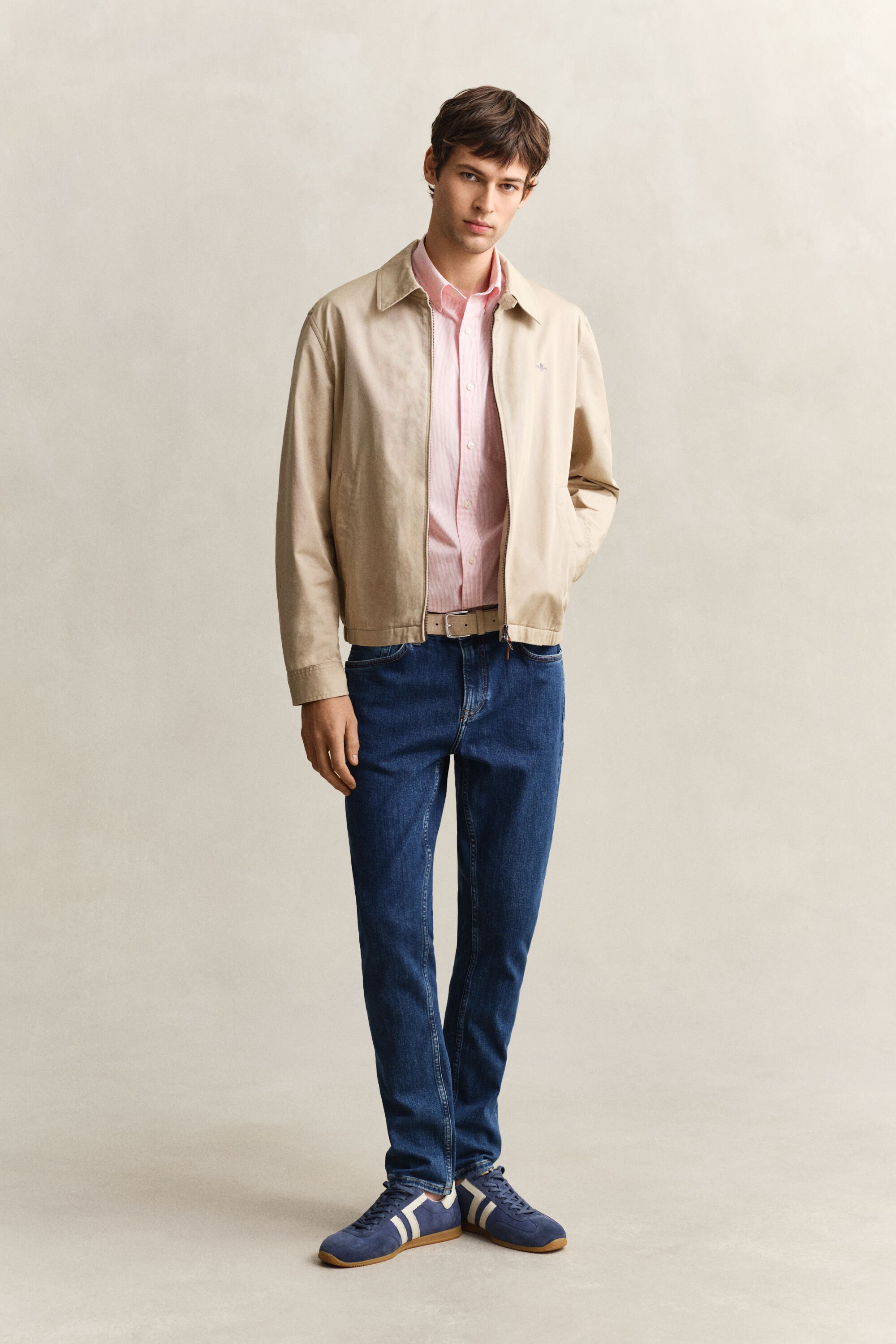 Camisa clásica de popelina de rayas finas