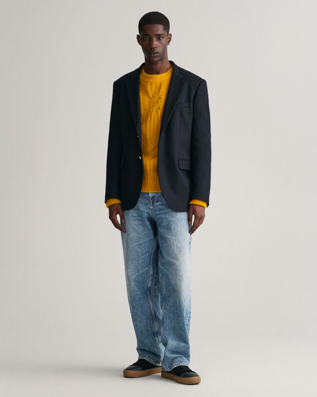 Jersey de cuello redondo y punto de ochos Furry