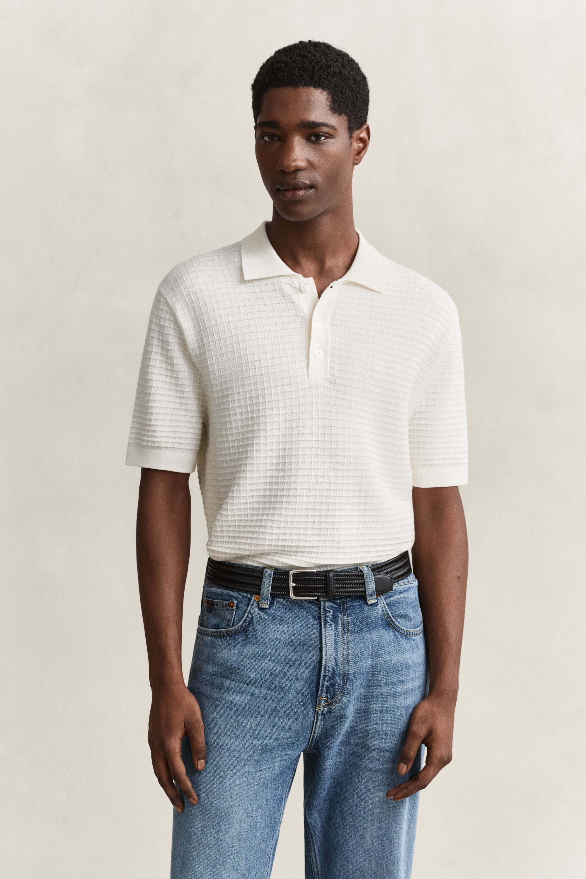 Jersey tipo polo con textura