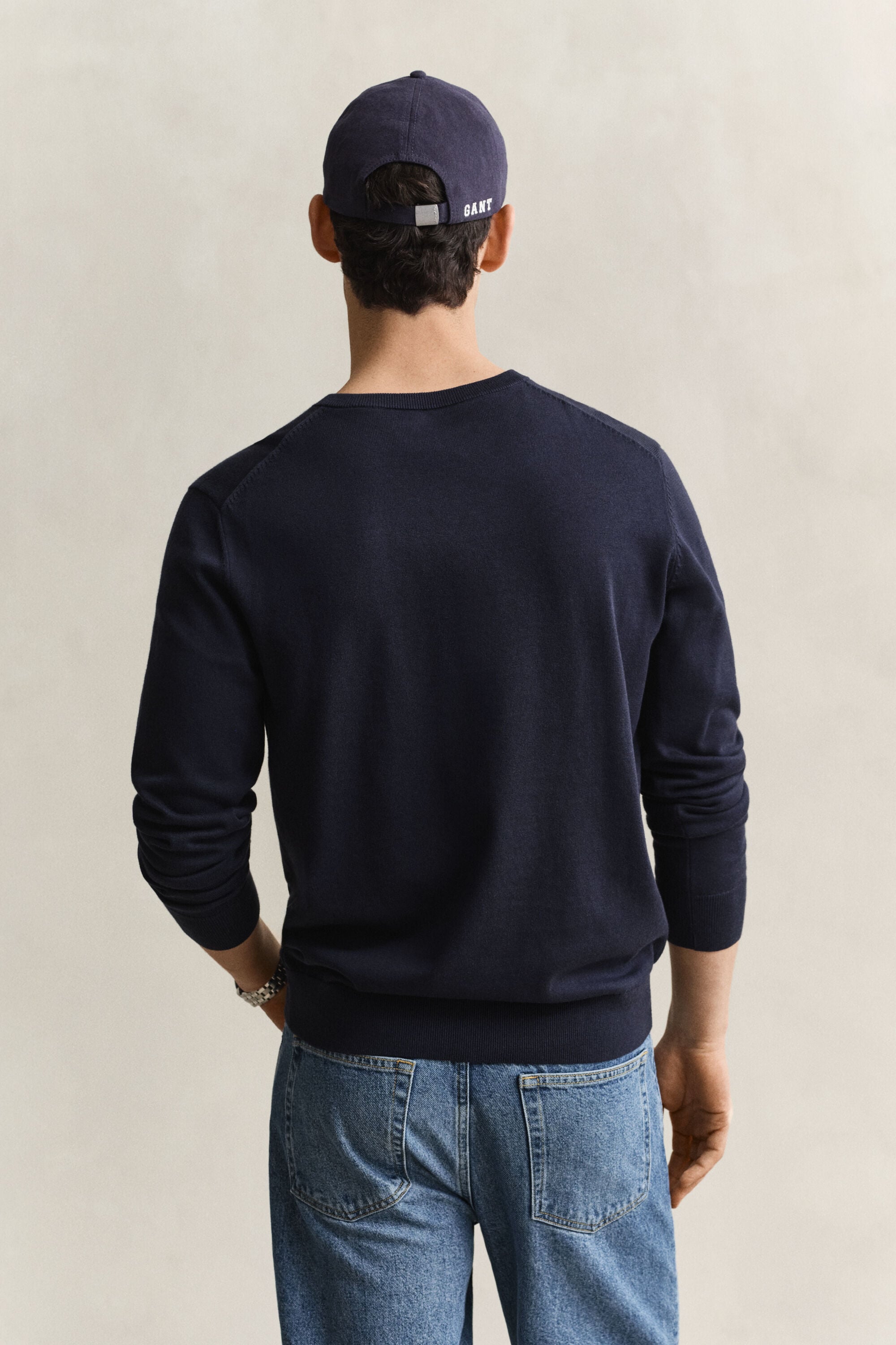 Jersey de algodón con cuello de pico