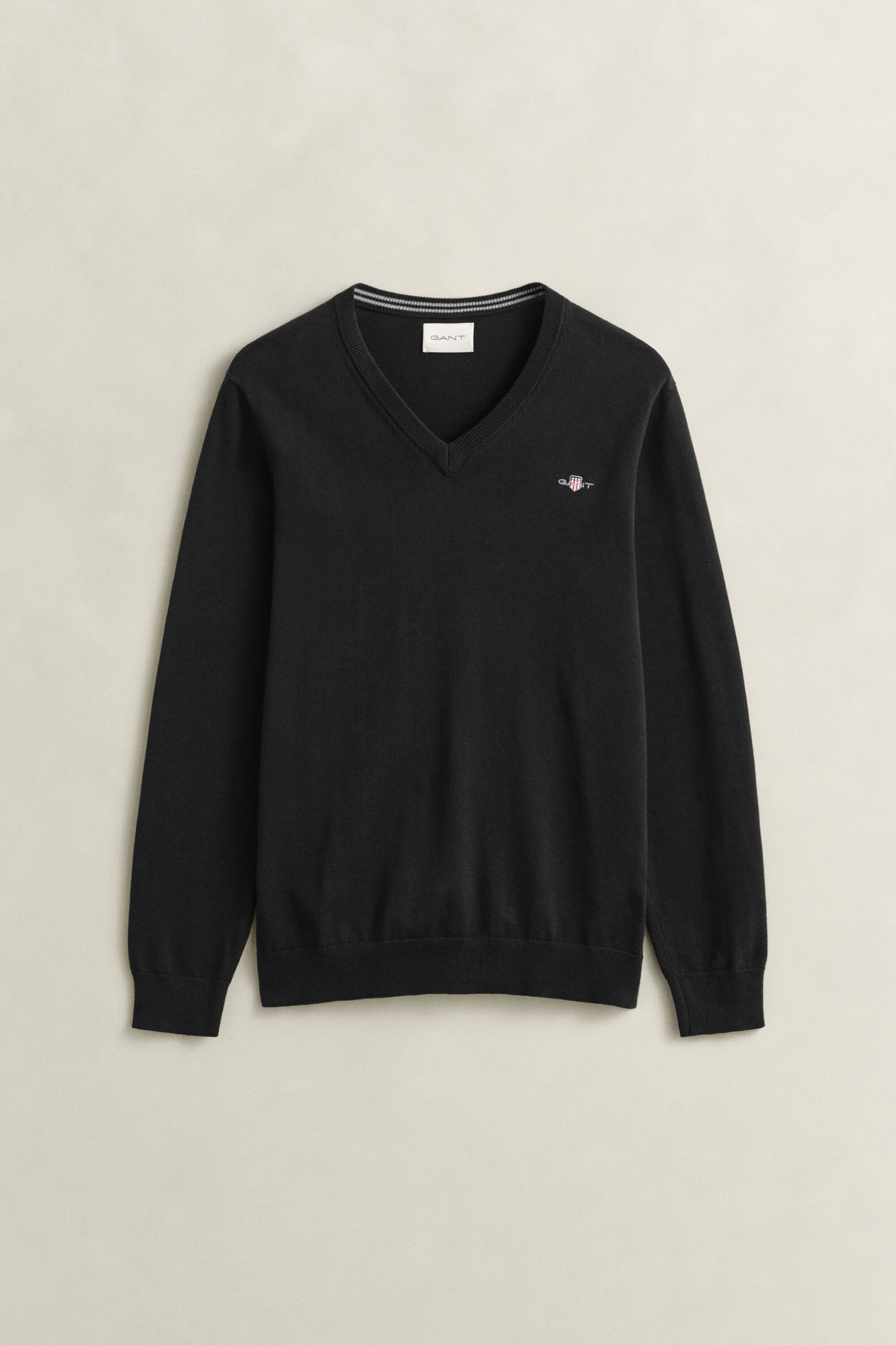 Jersey clásico de algodón con cuello de pico