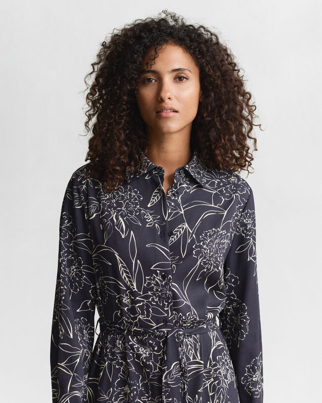 Vestido camisero con estampado floral