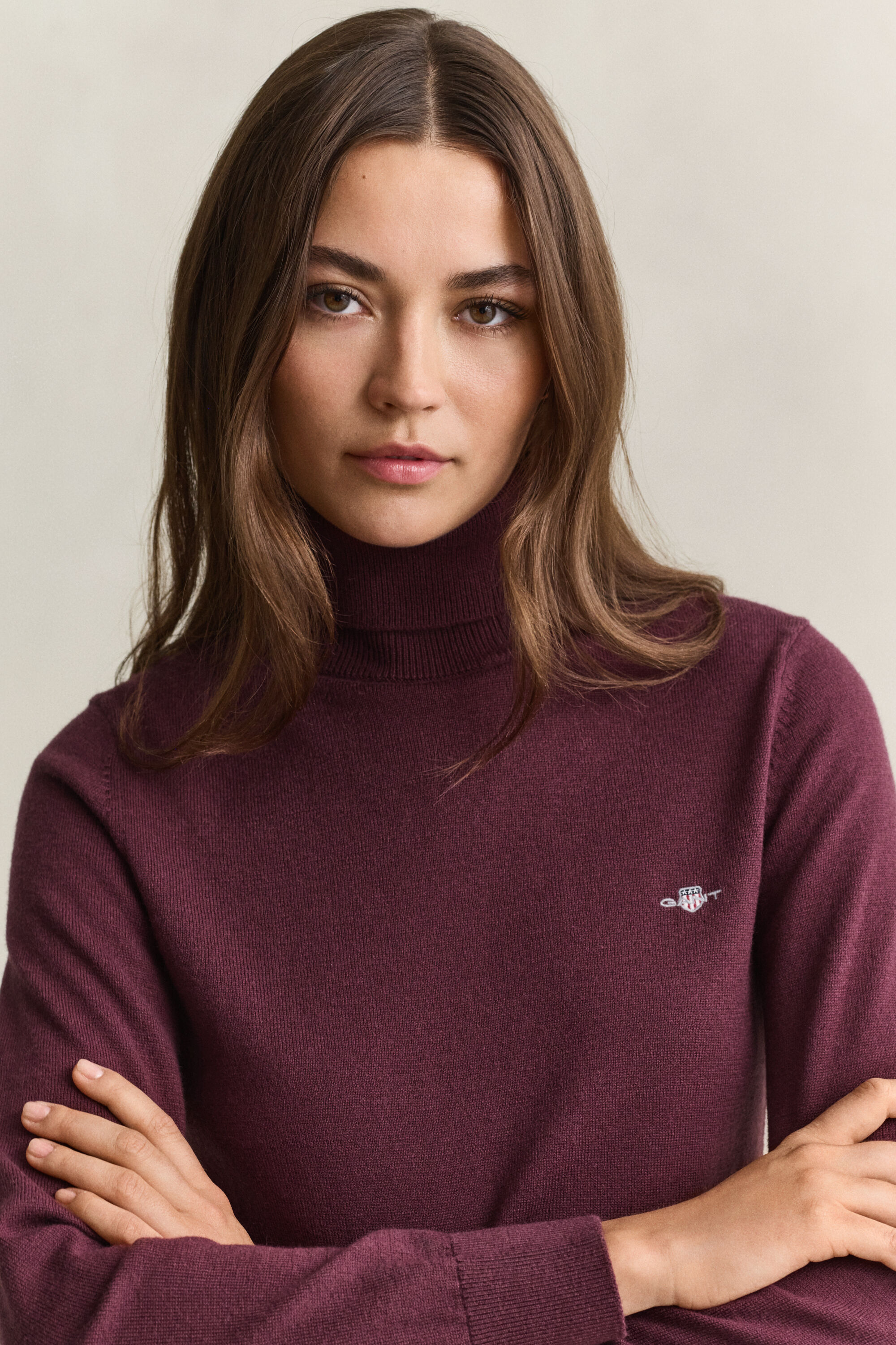 Jersey de lana y algodón con cuello de cisne
