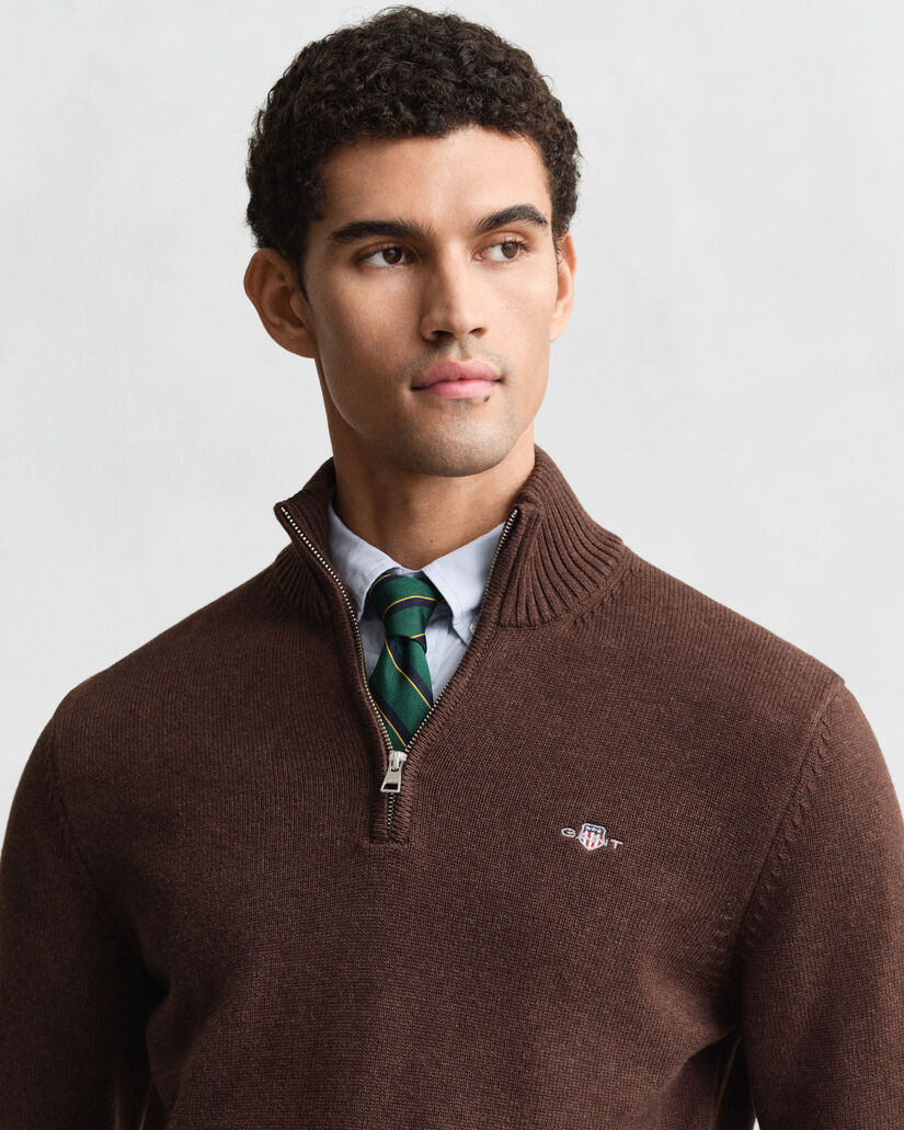 Jersey de algodón con media cremallera Casual