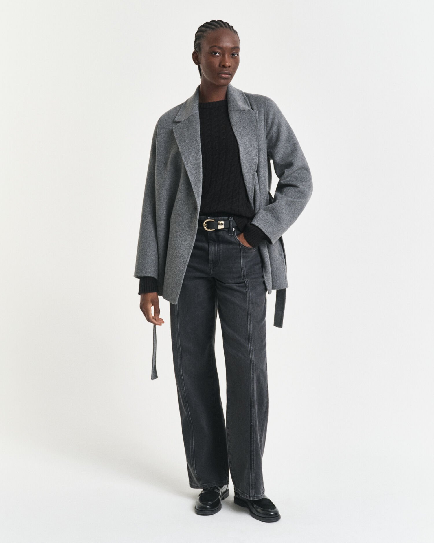 Jersey de cuello redondo en punto de ochos de cachemir