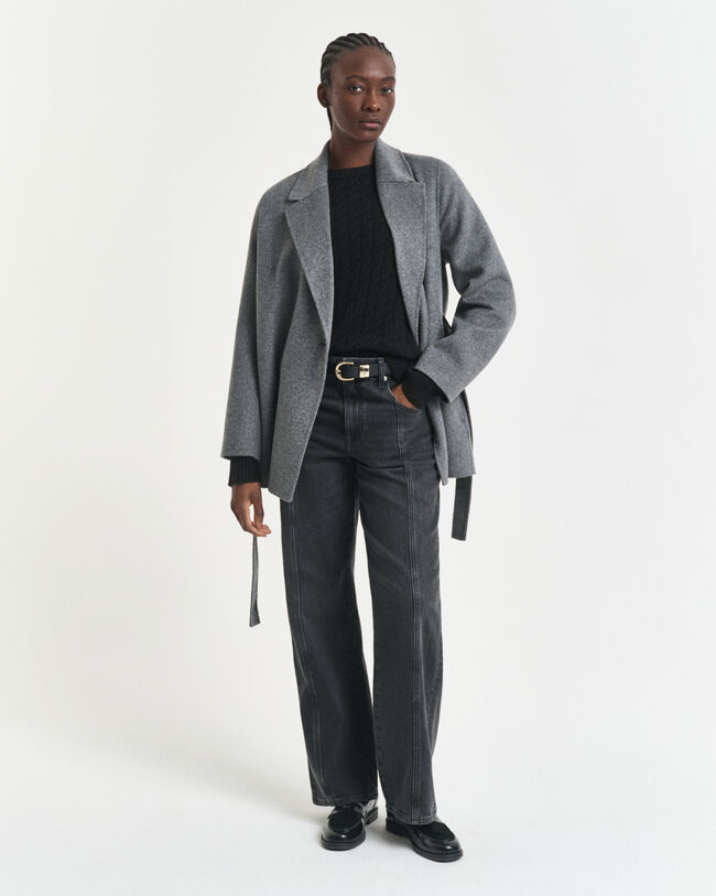 Jersey de cuello redondo en punto de ochos de cachemir