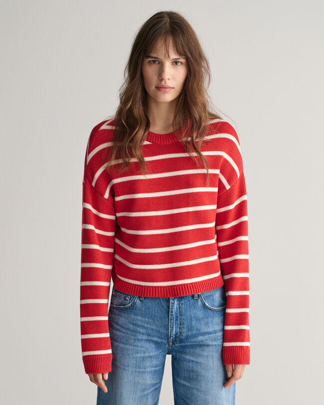 Jersey de cuello redondo y rayas