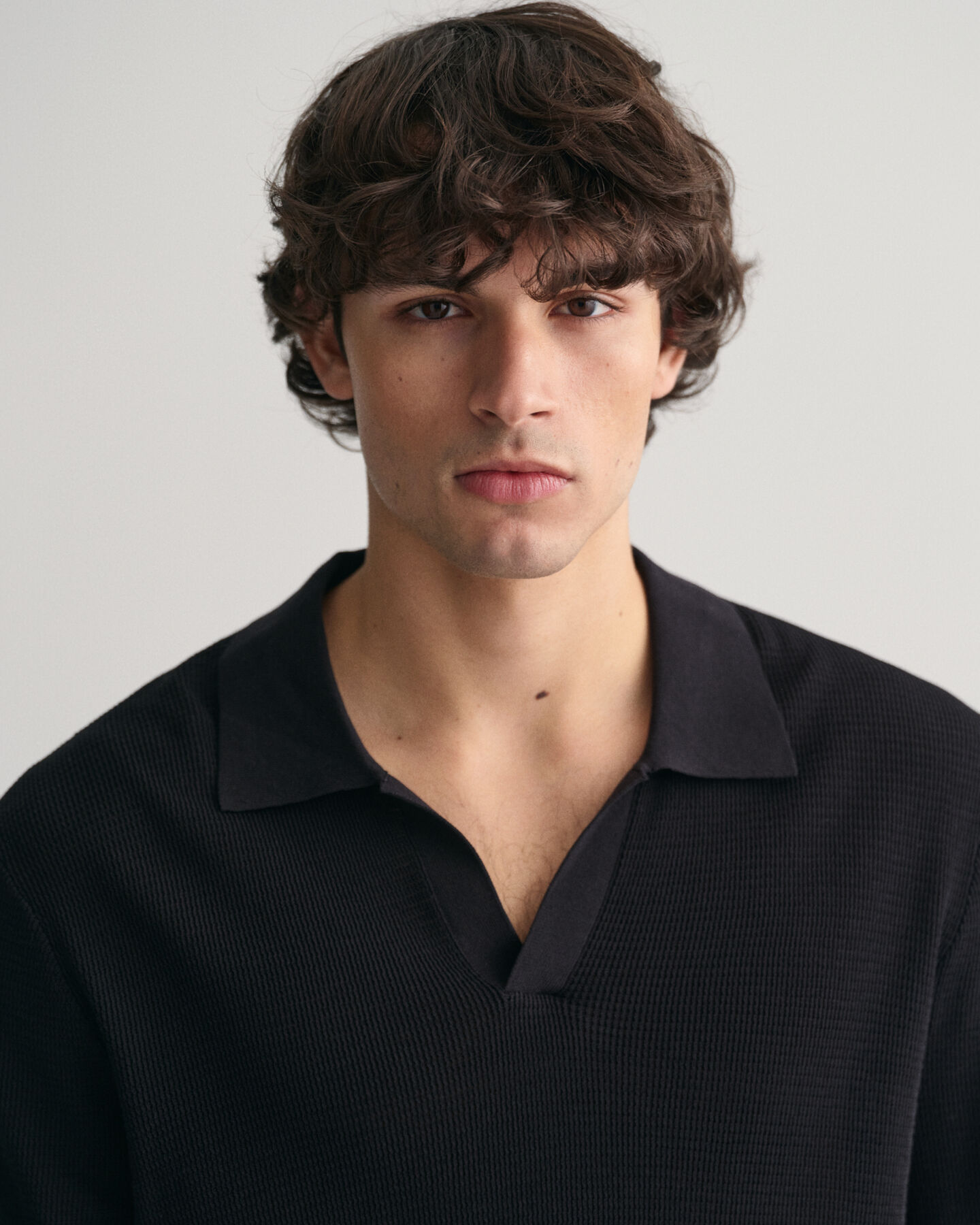 Jersey tipo polo de punto calado