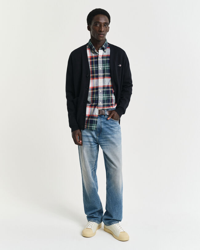 Cárdigan clásico de algodón con cuello de pico