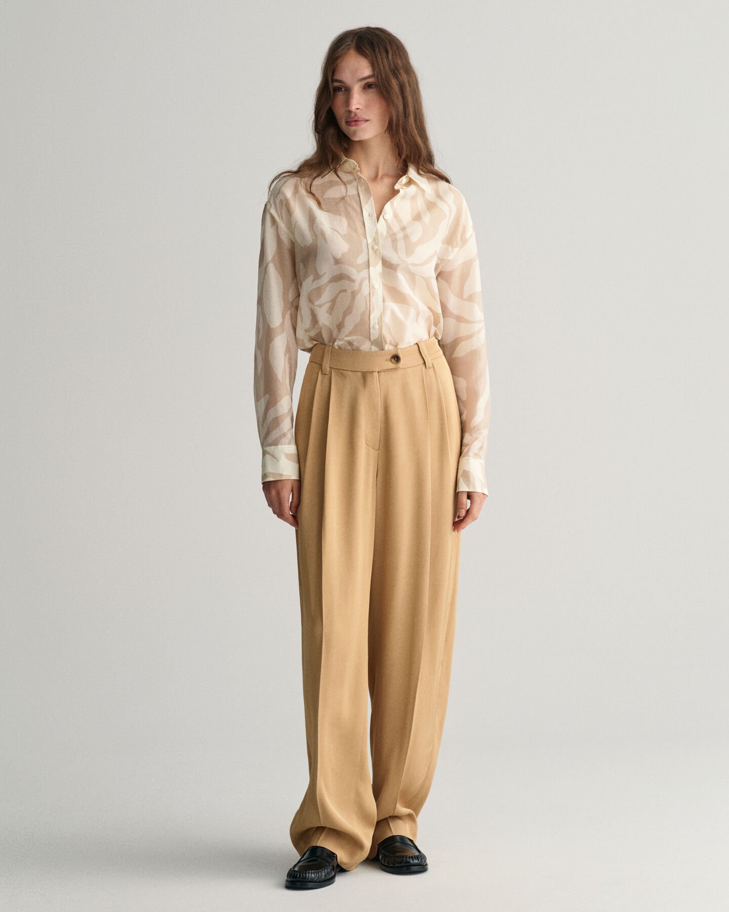 Camisa Relaxed Fit de algodón y seda Palm Print