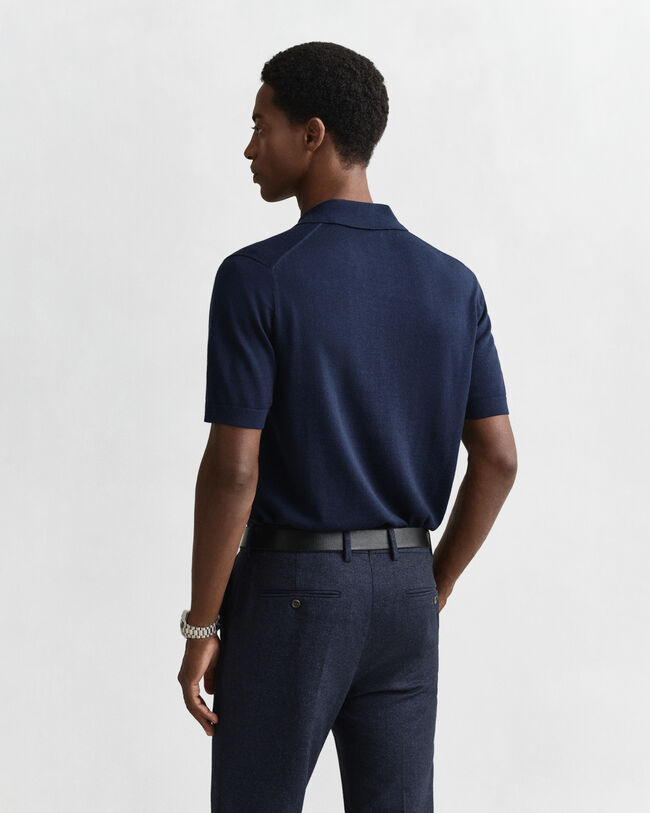 Jersey tipo polo de manga corta de lana merino extrafina