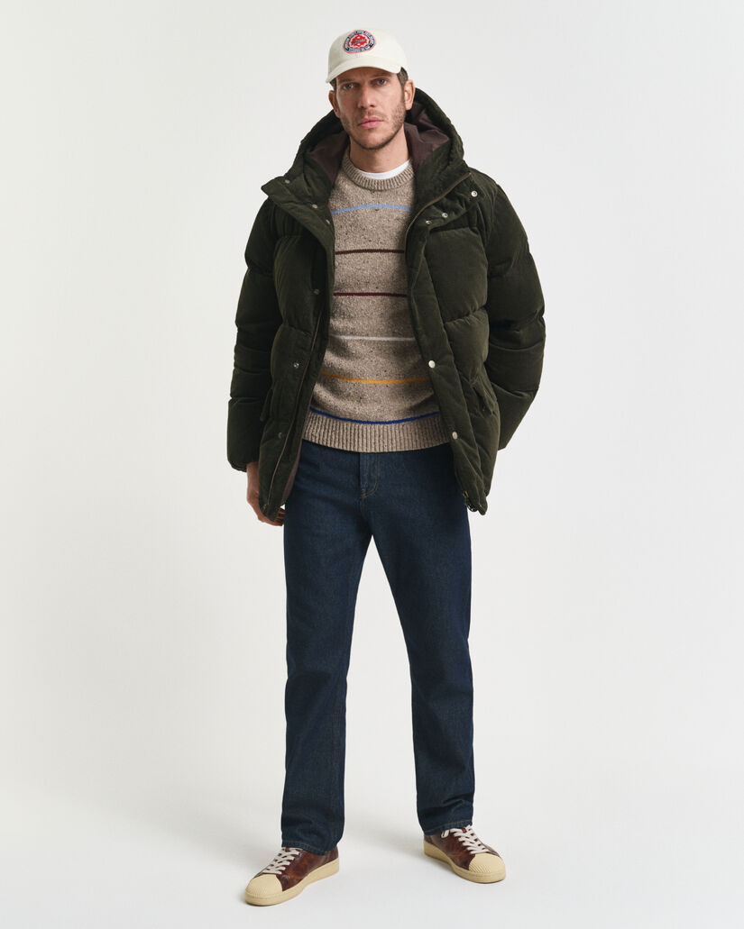 Jersey de cuello redondo en mezcla de lana a rayas con nepps