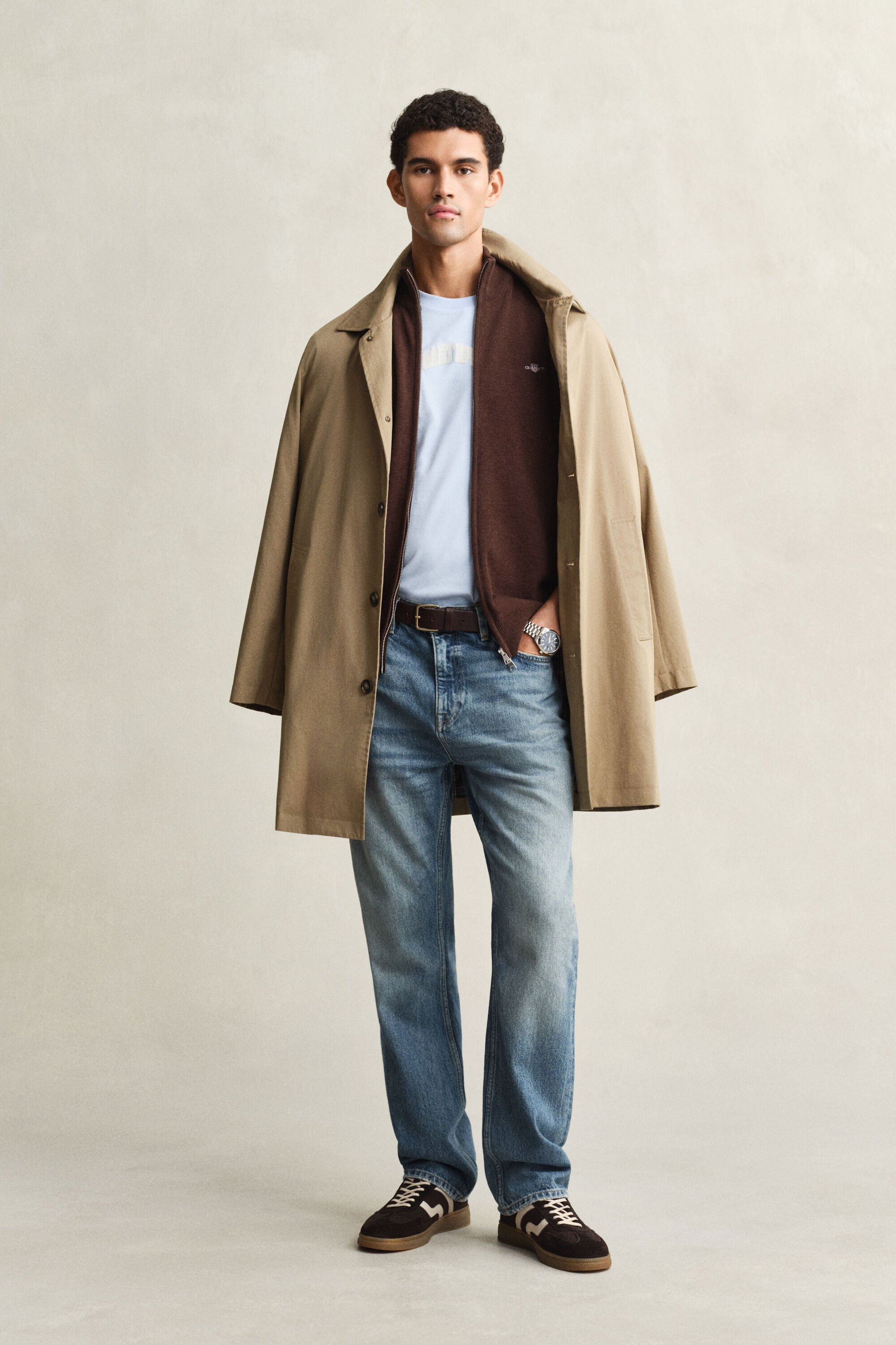 Cárdigan de algodón con cremallera Casual