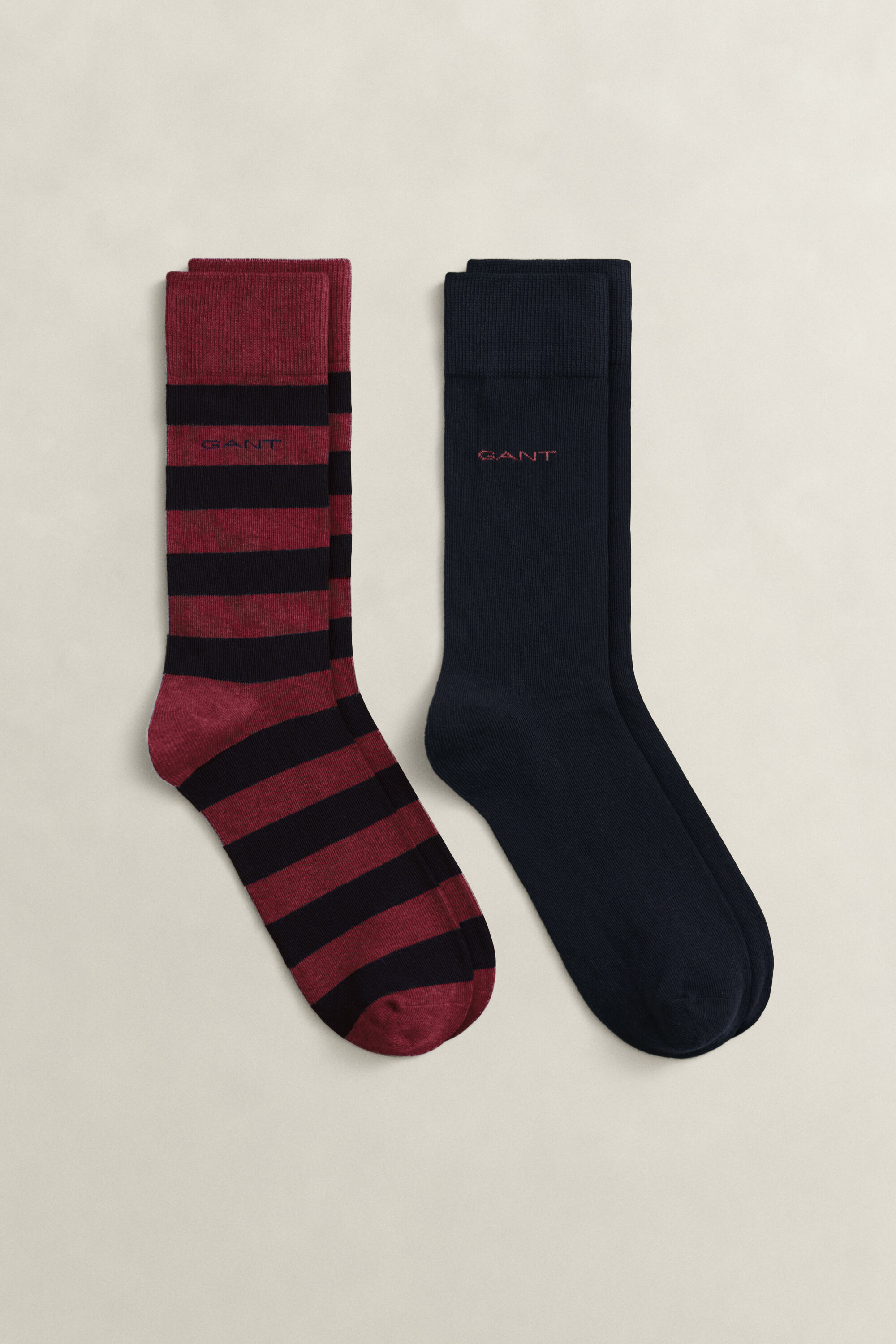 Paquete de dos pares de calcetines lisos y de rayas anchas