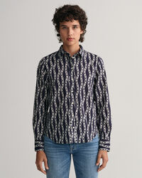 Camisa Regular Fit en gasa de algodón Chain Print