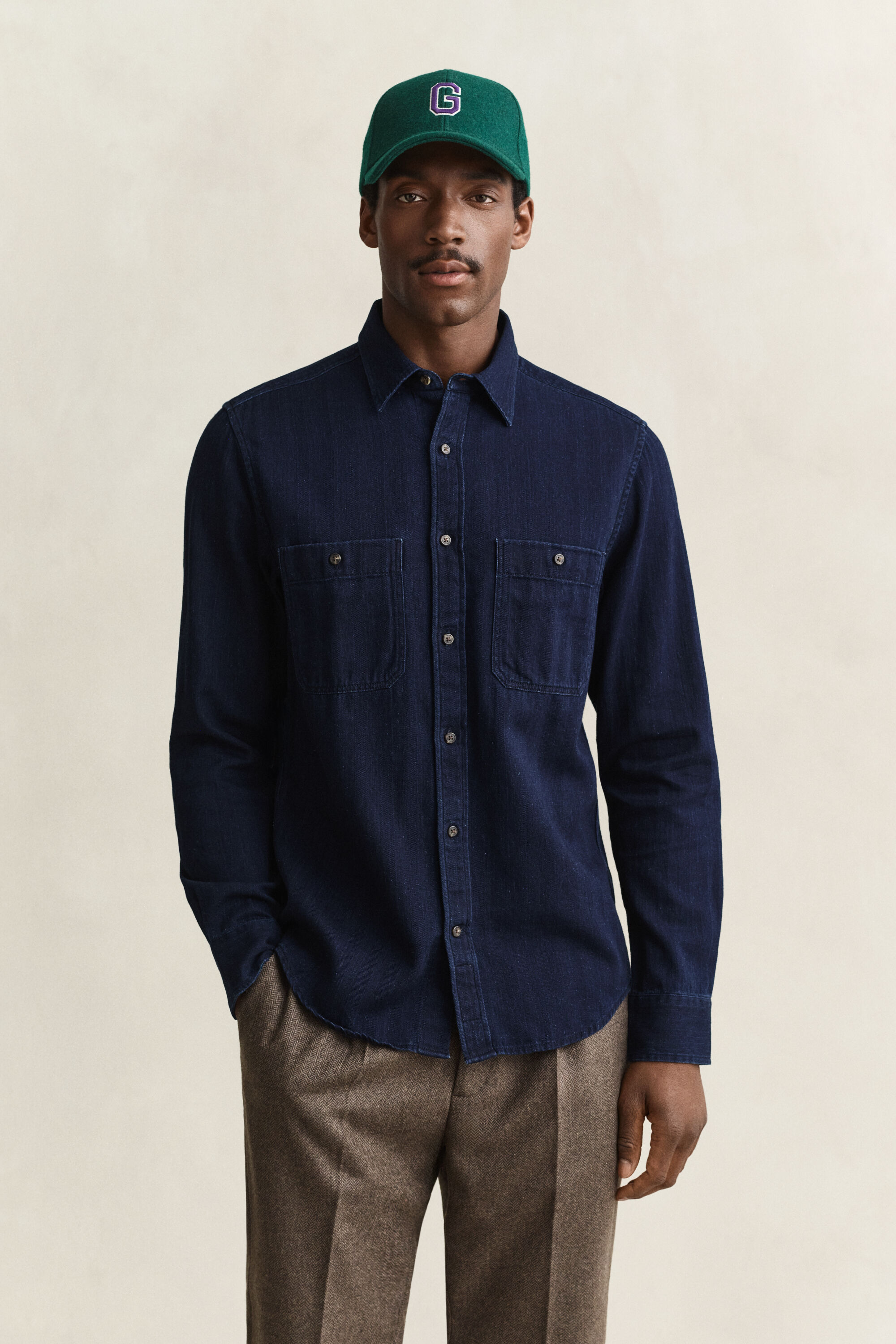 Camisa con diseño de espiga añil