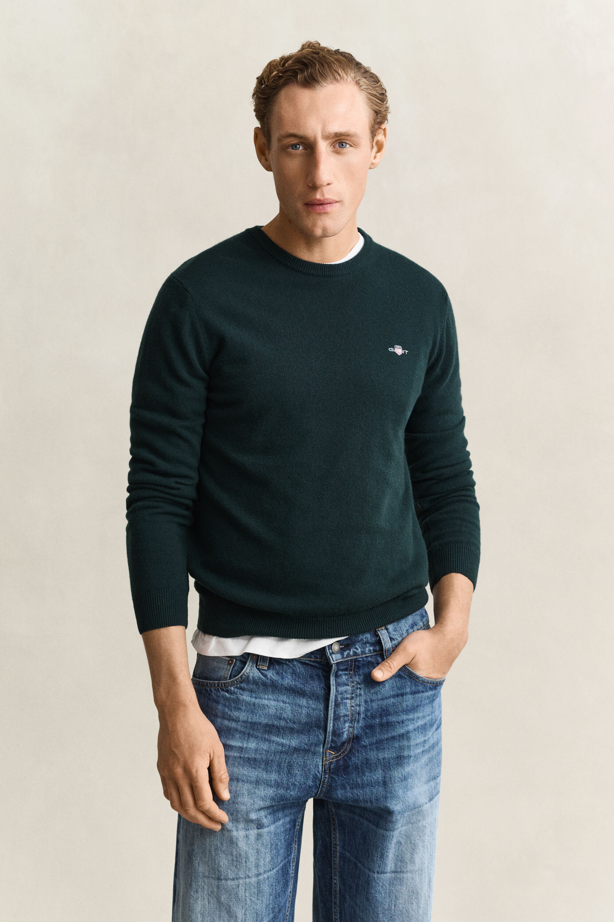 Jersey de lana de oveja con cuello redondo