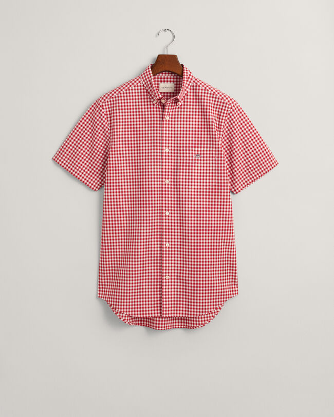 Camisa Regular Fit clásica de manga corta en popelina a cuadros Vichy