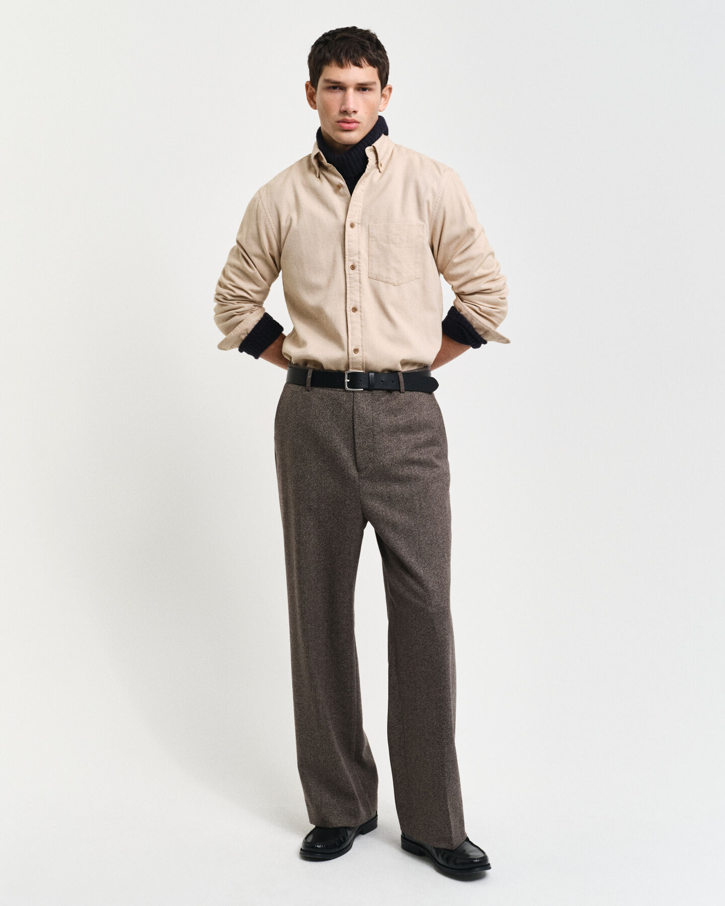 Camisa de franela Regular Fit con dise&ntilde;o de espiga